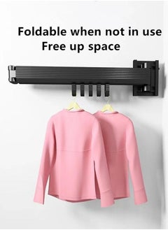 Kutis 1-Piece Clothes Drying  Hanger Foldable Al Alloy Drying Rack Wall Mounted Clothes Drying Rack Rotatable Retractable Three-Poles Loop Shape 120 x 9 cm  - Image 2