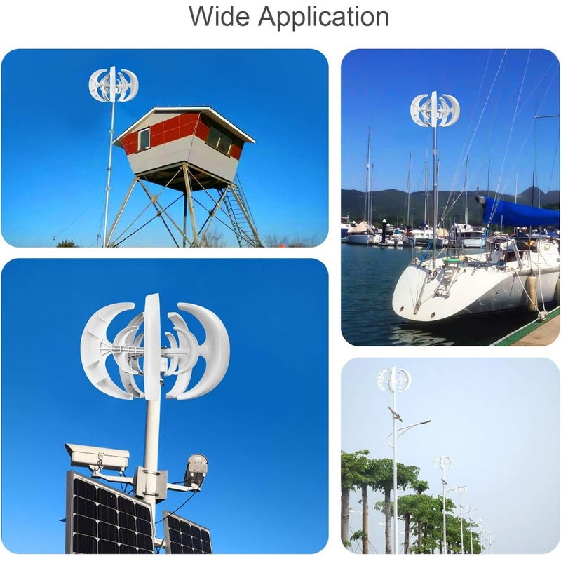 12V 1200W Wind Generator with Charger Controller 5 Blades Minitype Lantern Wind Turbine Generator Kit Clear Energy Windmill for Home Highways Boats - Image 3