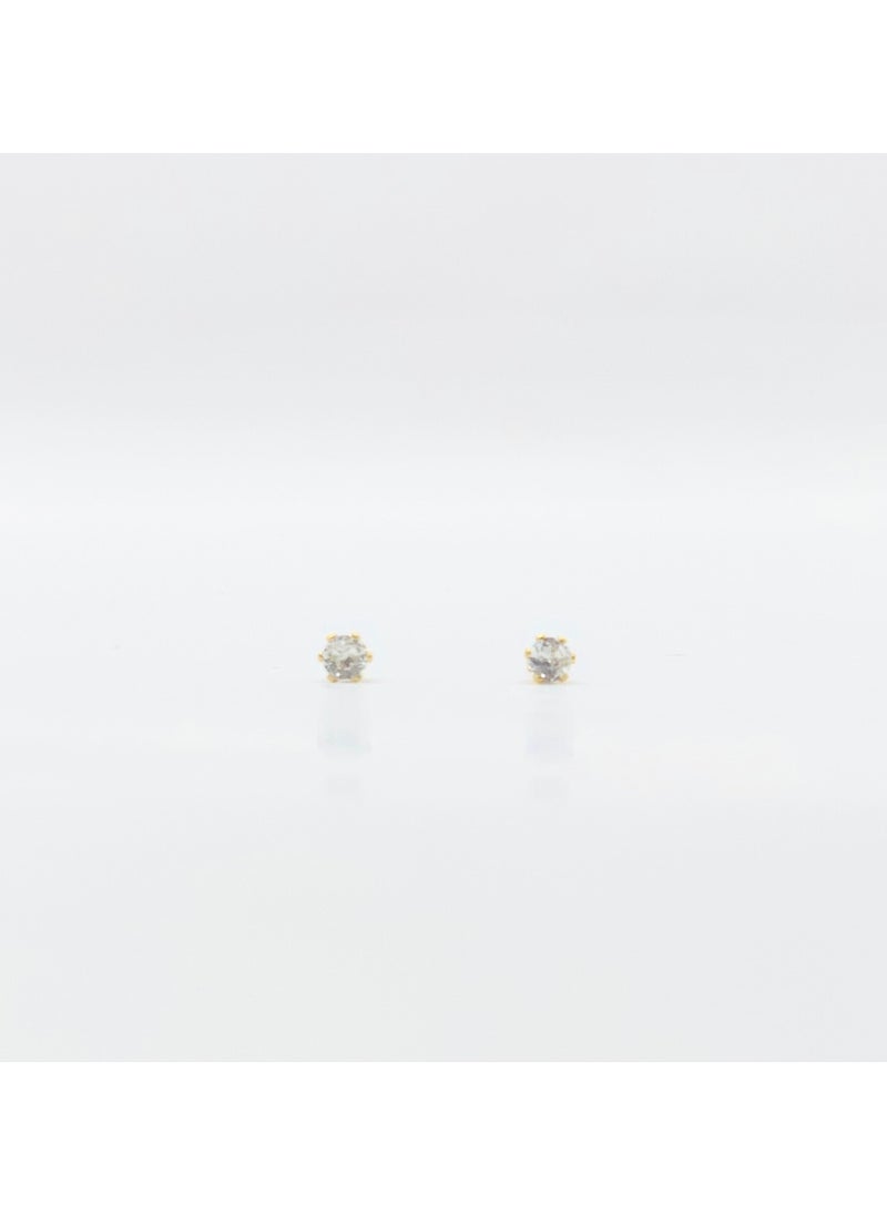 Earss 4 mm Cubic Zirconia Round Gold Earring | Stainless Steel | Gold Plated  - Image 1