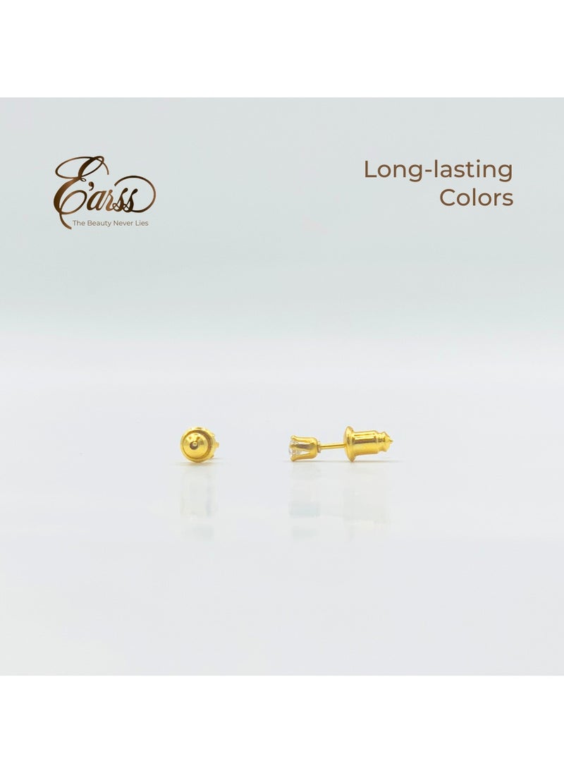 Earss 4 mm Cubic Zirconia Round Gold Earring | Stainless Steel | Gold Plated  - Image 4
