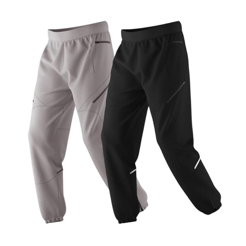Nobero Men Wanderer - Travel Joggers (Pack of 2)-Men-Joggers-STG/BL-M(1M-BWJG-R0184-220X3_Steel Grey / Black_M) - Image 5