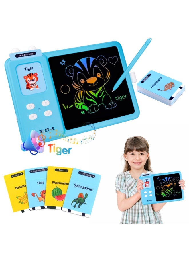 2-in-1 Talking Flash Cards Drawing Learning Toys for Age 2-12 Toddlers Sensory Speech Therapy Autism Doodle Board Travel Toys,  Boys and Girls Gifts - Image 1