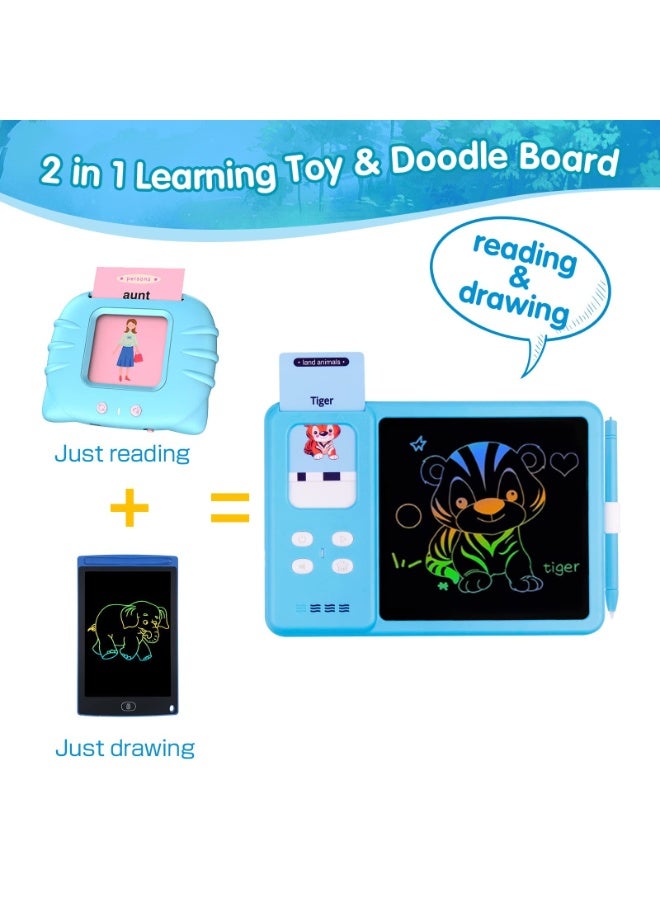 2-in-1 Talking Flash Cards Drawing Learning Toys for Age 2-12 Toddlers Sensory Speech Therapy Autism Doodle Board Travel Toys,  Boys and Girls Gifts - Image 3