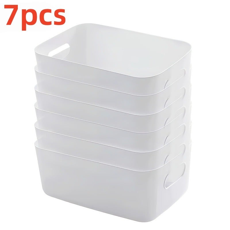 7pcs Random Color Desktop Storage Box, Multi-functional Household Cosmetic Storage Solution, Suitable for Bathroom, Kitchen, and Dorm Organization, Not for Direct Contact with Food, Perfect for Christmas, Halloween, Thanksgiving, and Easter Gifts - Image 1