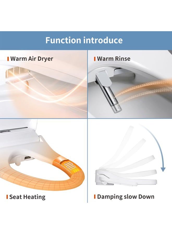 KERDE P30L Electric Bidet Toilet Seat,Bidets For Existing Toilets,Rlongated,One-click Intelligent Operation, Warm Water Cleaning,Slow Close,Seat Cushion Keep Constant Temperature In Winter - Image 3