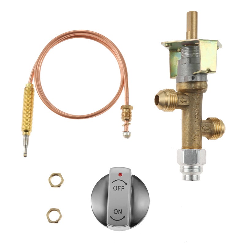 Lemfema Low Pressure LPG Propane Gas Fireplace Fire Pit Flame Failure Safety Control Valve with Thermocouple Knob Switch Kit with 5/8â€-18UNF(3/8" Flare Inlet & Outlet) for Propane Fire Pit, Fireplace - Image 1