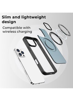 glassology iPhone 16 Pro 360° Rotate Ring Stand MagSafe Case Shockproof Wireless Charging Compatible Adjustable Kickstand (Black)  - Image 3