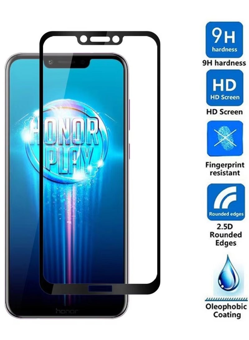 ماركو واقي شاشة زجاجي مقوى فاخر 10D كامل اللصق لهاتف Honor Play - تغطية من الحافة إلى الحافة، صلابة 9H، مضاد لبصمات الأصابع، حماية مقاومة للخدش - Image 1