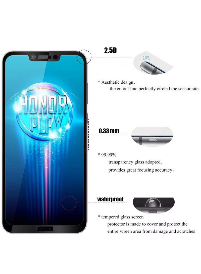 ماركو واقي شاشة زجاجي مقوى فاخر 10D كامل اللصق لهاتف Honor Play - تغطية من الحافة إلى الحافة، صلابة 9H، مضاد لبصمات الأصابع، حماية مقاومة للخدش - Image 4