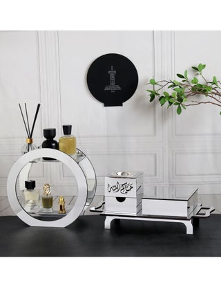 An Incense Burner Made of Luxurious Acrylic with an Arabic Phrase on it, with a Stand for Organizing Perfumes and a Box for Storing Incense. It Comes with an Elegant Incense Tray. - pzsku/Z642038E02736F59BF437Z/45/_/1702817948/fc1c171f-bf5a-44cb-9fbe-eba3c4d704d5