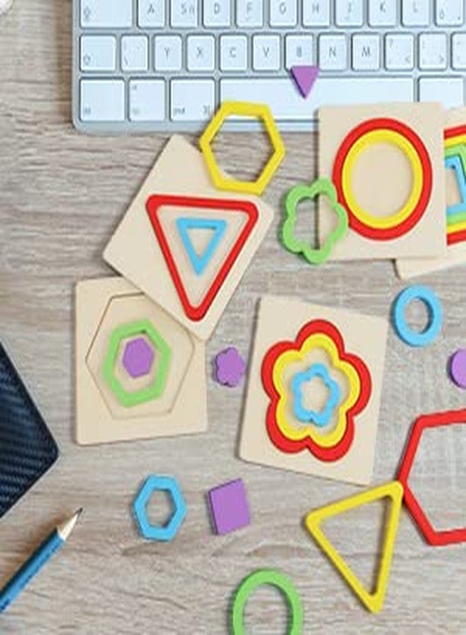 AUTHFORT 8 pcs Shape Puzzle Toddler Puzzles Games Wooden Toys Montessori Shape Sorting Puzzle Toddlers Activities Preschool Learning Early Educational Gift for Kids - Image 2