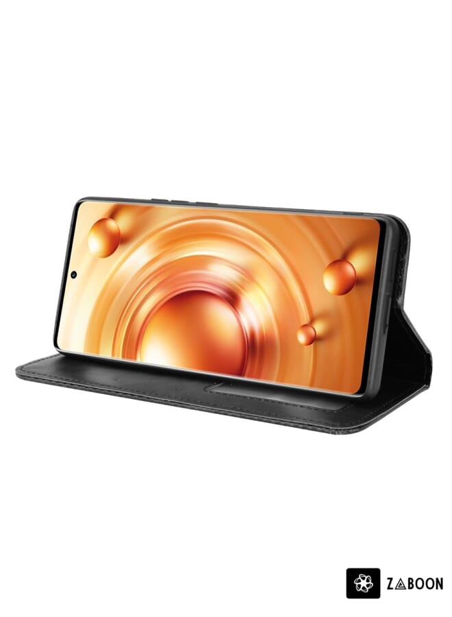 Zaboon Protective Case For vivo X80 Pro 5G Magnetic Buckle Retro Texture Leather - Image 4