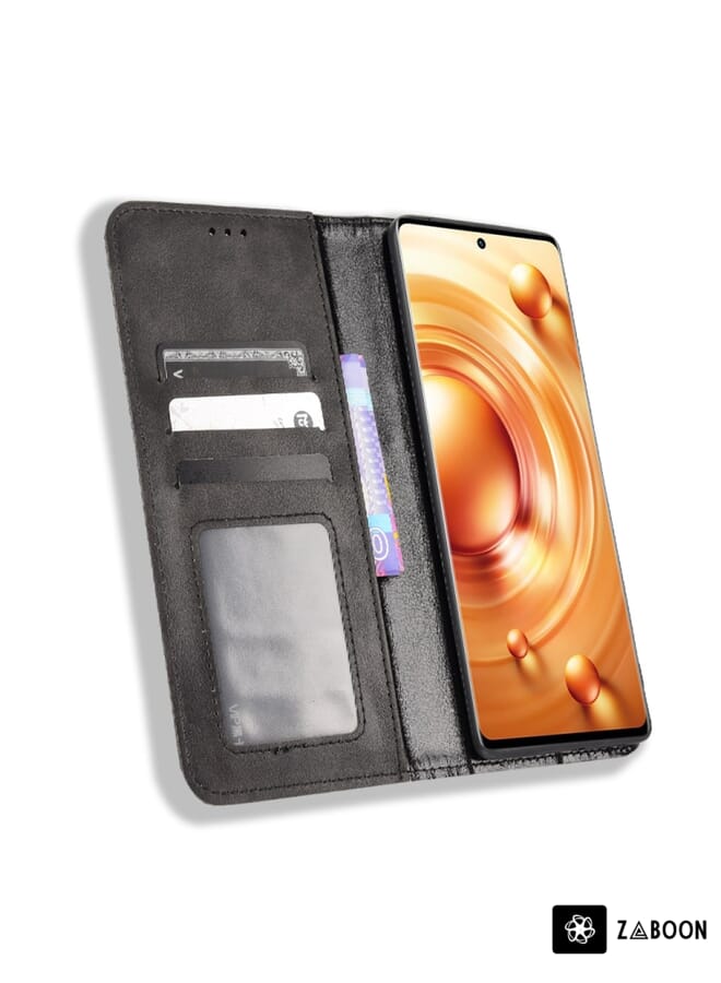 Zaboon Protective Case For vivo X80 Pro 5G Magnetic Buckle Retro Texture Leather - Image 3