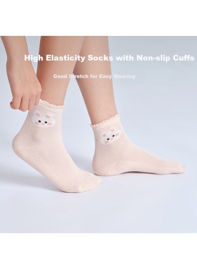 Red Bean Hodo Children's Socks, Summer Thin Style, Boys And Girls Mesh Breathable Cotton Socks, Baby Mid-calf All-season Socks W5026 22-24 - Image 1