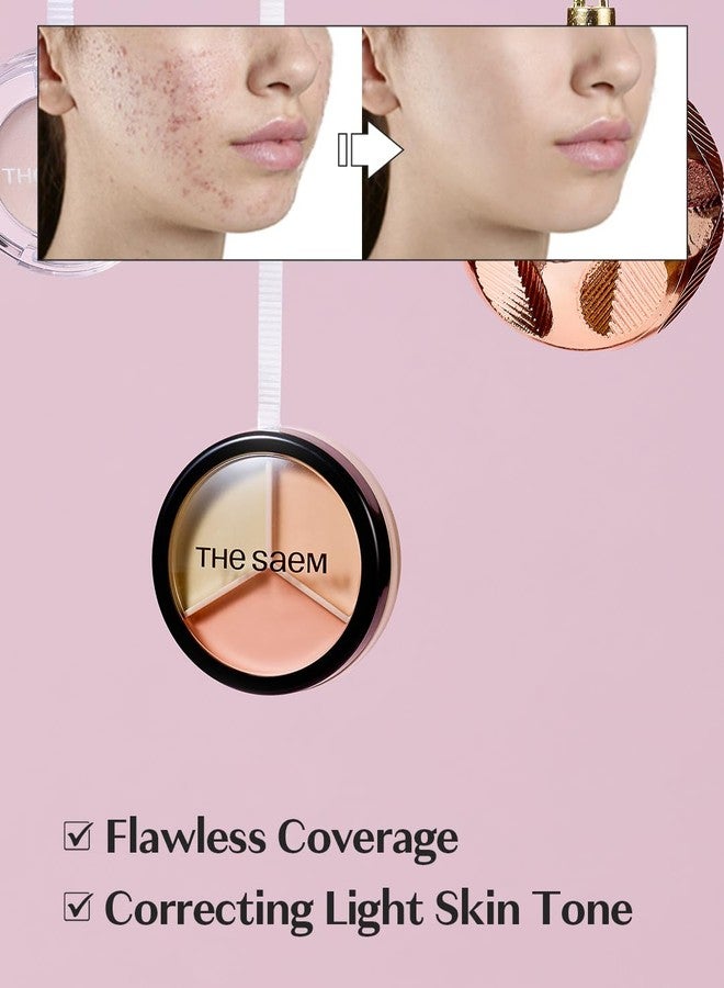 THESAEM Cover Perfection Triple Pot Concealer 03 Correct Up Beige - for Fair to Light Skin Tone - 3 Color Full Coverage Concealer - Covers Blemishes Spots, Dark Circles, Redness Skin - Image 2