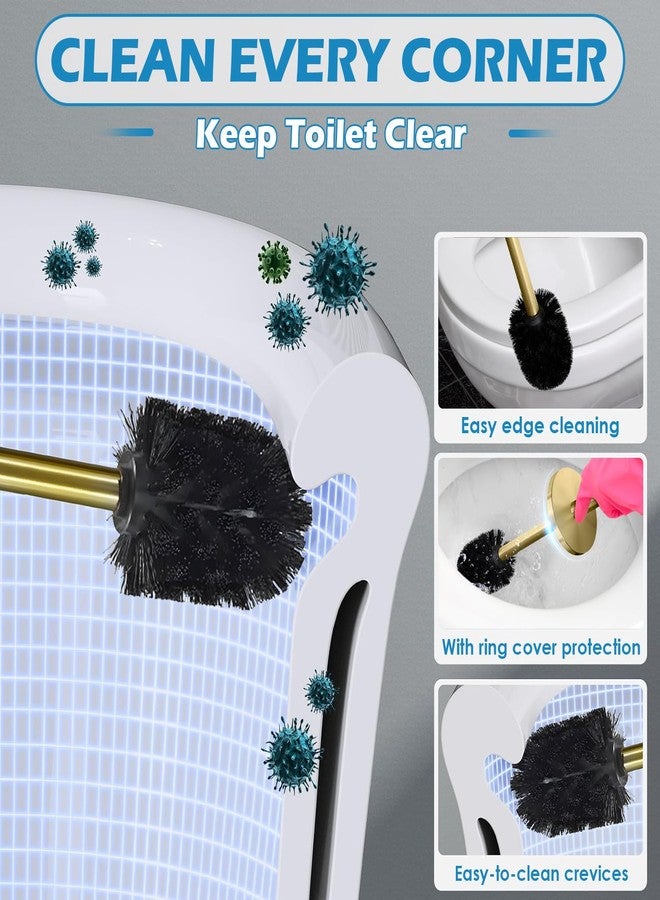 Chemlliy Stainless Steel Toilet Brush and Holder, Golden Toilet Cleaner Brush, Toilet Bowl Brush and Holder for Bathroom Storage Organization - Image 4
