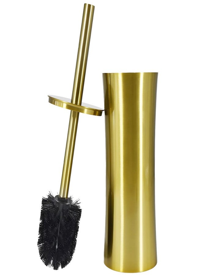 Chemlliy Stainless Steel Toilet Brush and Holder, Golden Toilet Cleaner Brush, Toilet Bowl Brush and Holder for Bathroom Storage Organization - Image 1