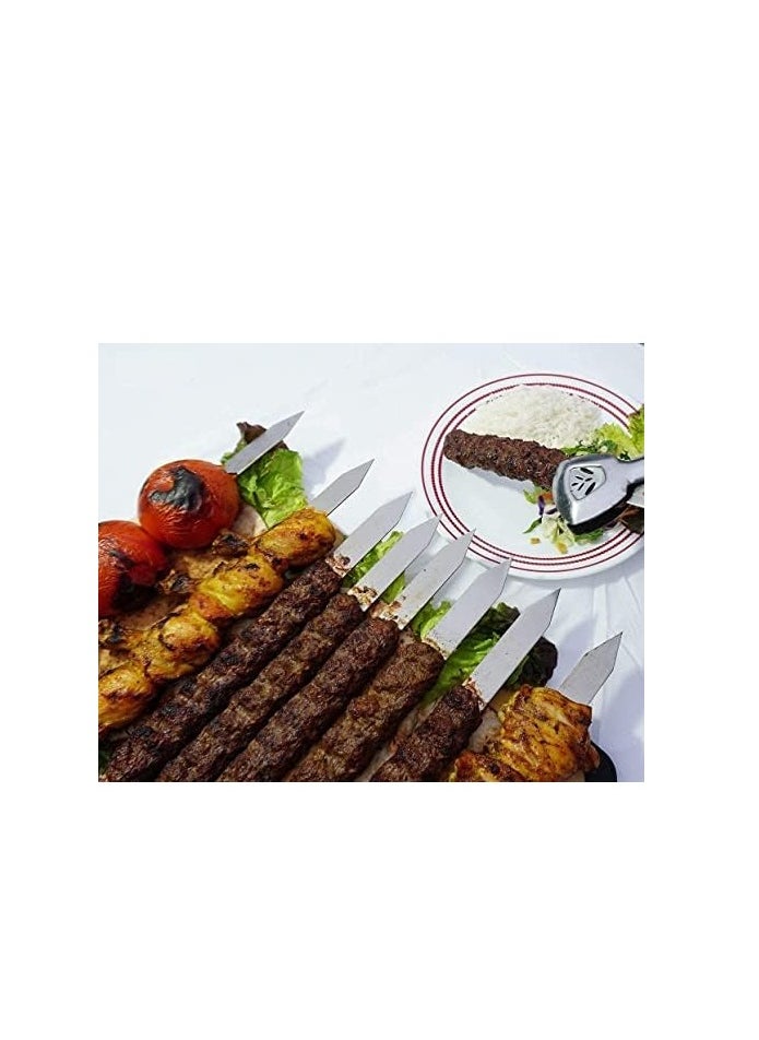 Green Home Professional Restaurant BBQ Stainless Steel Skewers Flat Extra Long 24'' Inch  2 MM Thickness for Seekh Kebab Tandoori BBQ Brazilian BBQ Made in India (10 MM (Wide), Set of 6) - pzsku/Z6420735423D1C2D86AD1Z/45/_/1703649603/527a58f1-560b-44ac-9492-ae2bc38f4166