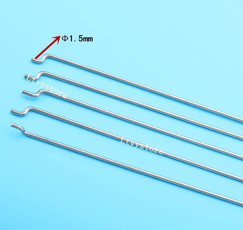 Ltvystore 10Pcs 1.5 x 450mm Z Push Rods Parts & 10Pcs Adjustable Pushrod Connector Linkage Stopper 1.8mm & 10Pcs Nylon Control Horns 21x10 mm Compatible for RC Airplane Plane Boat Replacement - Image 3
