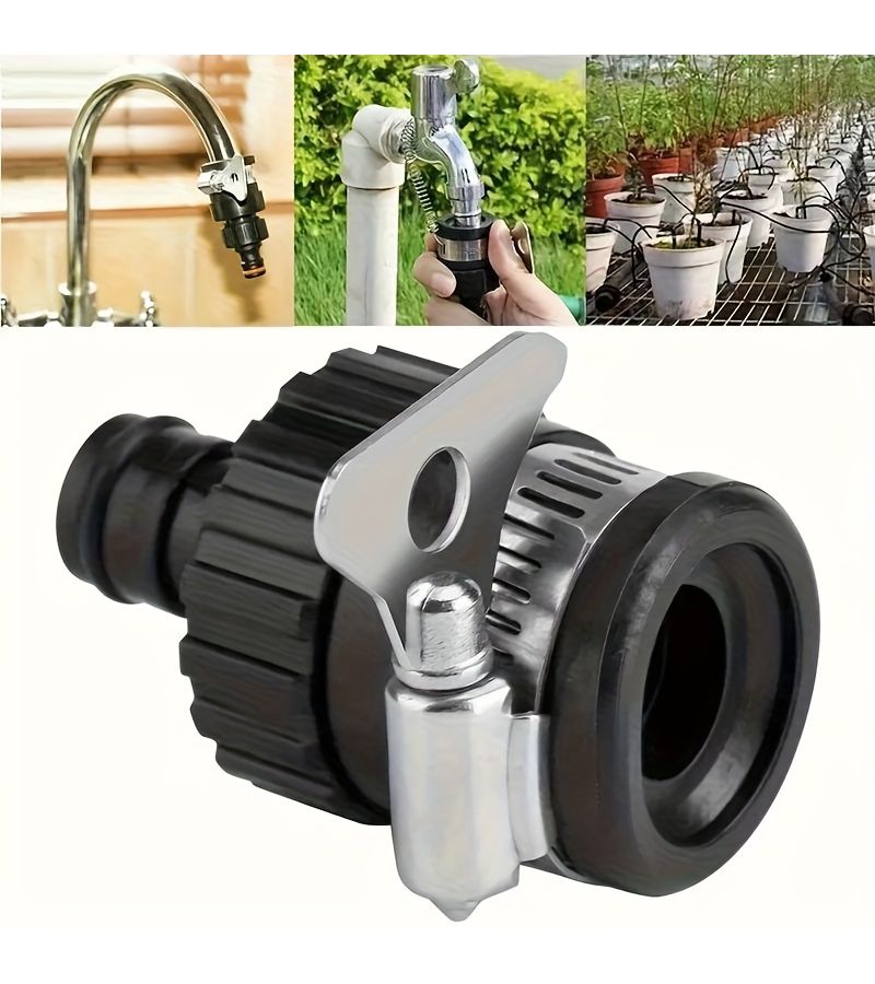 Black Plastic Multifunctional Faucet Adapter Thickened Quick Connectors for Garden Car Irrigation Hoses - Image 2