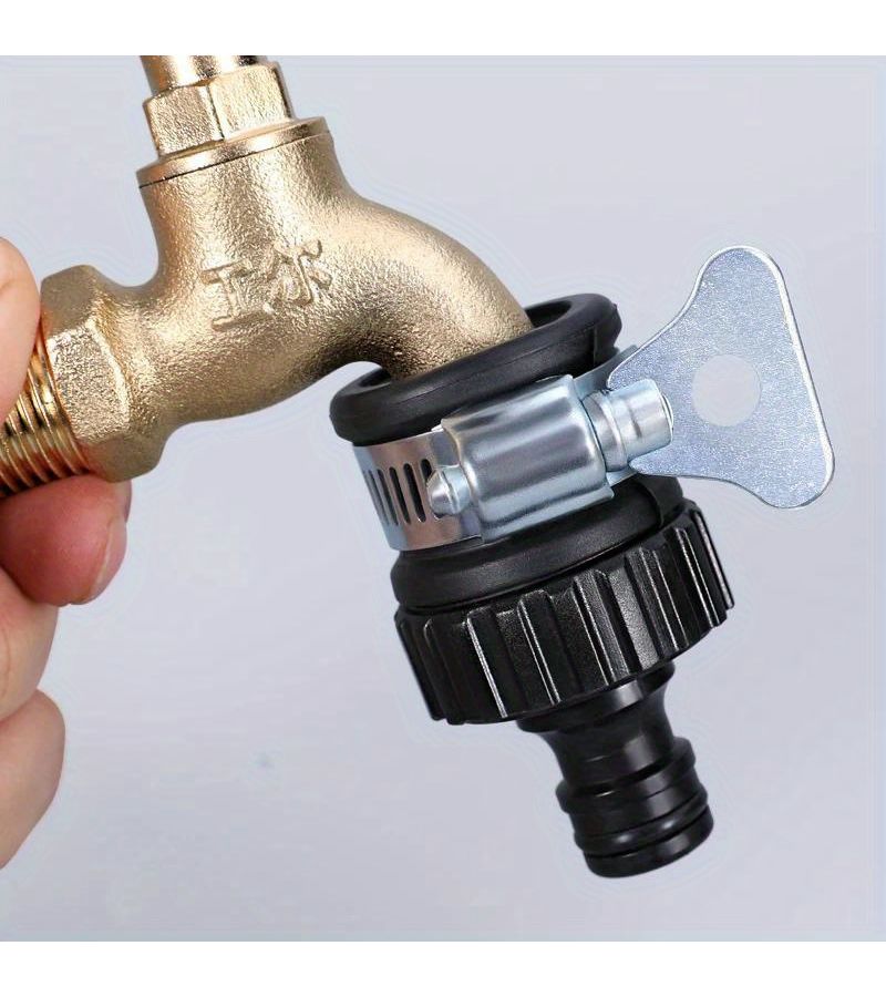 Black Plastic Multifunctional Faucet Adapter Thickened Quick Connectors for Garden Car Irrigation Hoses - Image 1