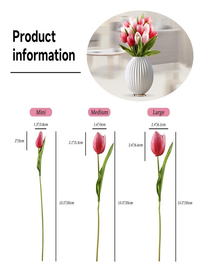 Buart Artificial Tulip in Bulk for Home Kitchen Wedding Bridal Bouquet,Fake Flowers for Valentine's Day Mother's Day Easter Table Centerpieces Decorations(Large Size,Multi Pink,Real-Touch,12pcs) - Image 4