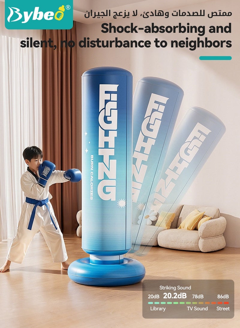 Bybeo Inflatable Kids Punching Bag, Children Boxing Bag, Freestanding Punching Bag with Sturdy Base for Kids Adults, Inflatable Boxing Bag with A Pair of Children's Boxing Gloves and Air Pump, for Practice Karate, Taekwondo, 150CM - Image 4