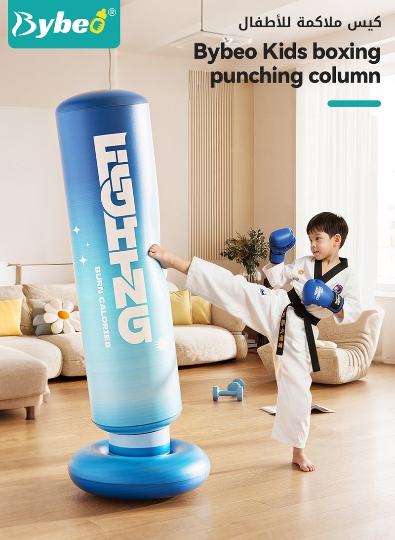 Bybeo Inflatable Kids Punching Bag, Children Boxing Bag, Freestanding Punching Bag with Sturdy Base for Kids Adults, Inflatable Boxing Bag with A Pair of Children's Boxing Gloves and Air Pump, for Practice Karate, Taekwondo, 150CM - Image 2