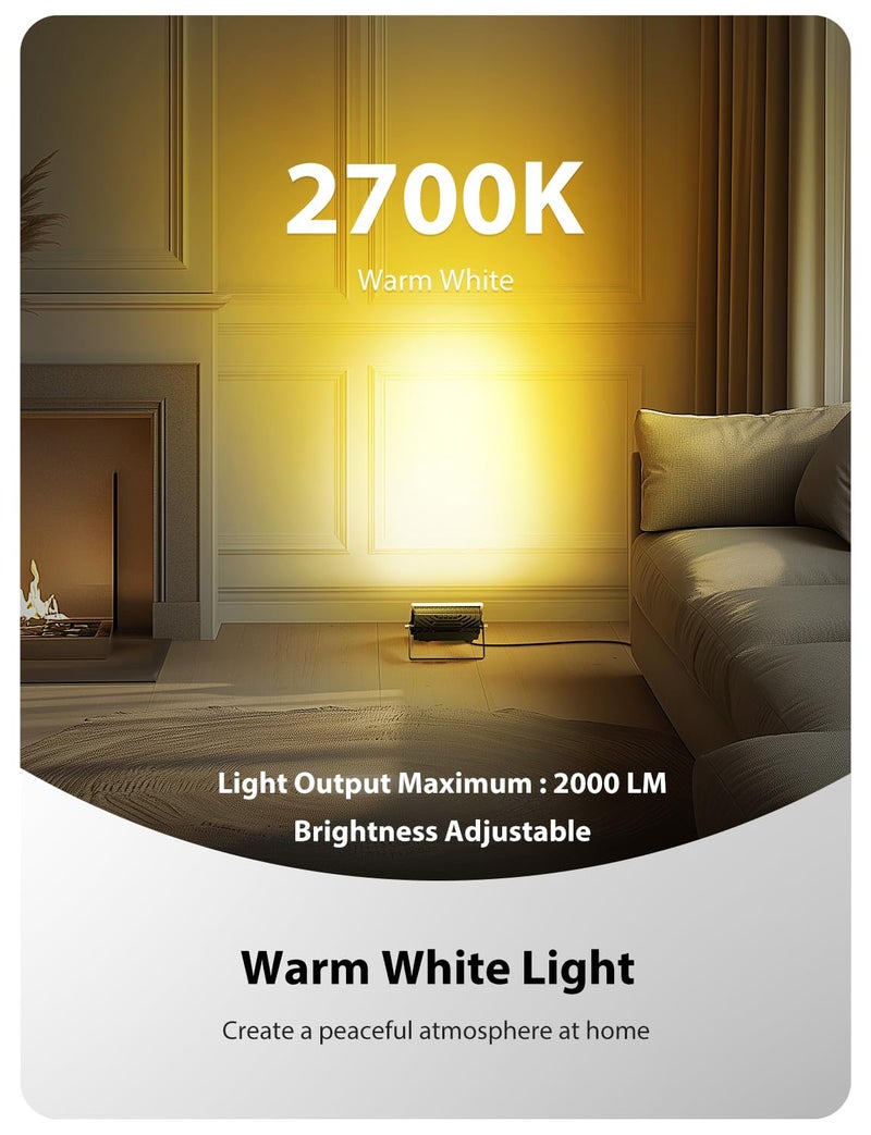 Onforu LED Flood Light Outdoor 250W Equivalent, 25W Color Changing RGBW Floodlight with Remote, 2700K Warm White IP66 Stage Lighting Indoor Uplights for Events, Uplighting for Party 4 Pack - Image 3