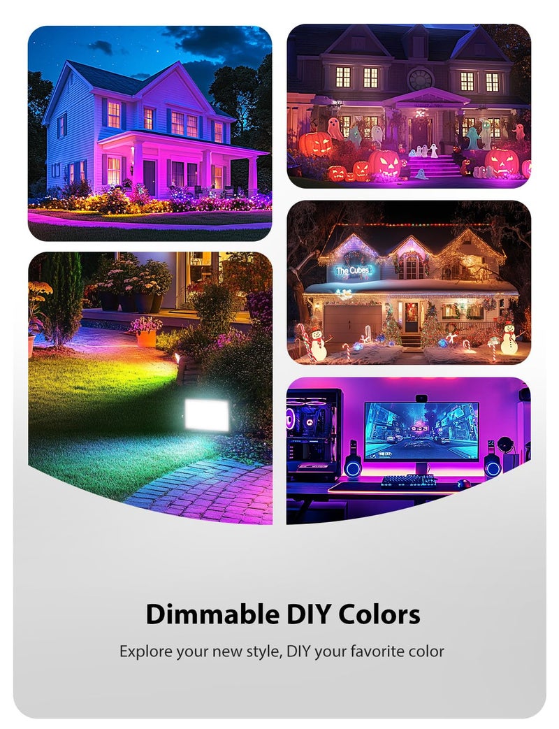 Onforu LED Flood Light Outdoor 250W Equivalent, 25W Color Changing RGBW Floodlight with Remote, 2700K Warm White IP66 Stage Lighting Indoor Uplights for Events, Uplighting for Party 4 Pack - Image 4