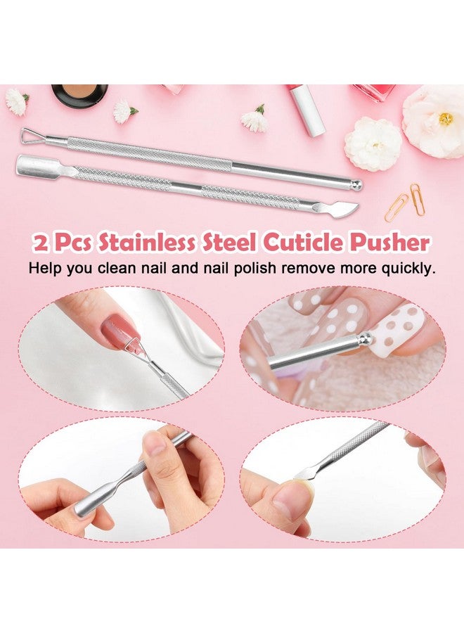 لوكسيف مجموعة من 3 مناديل لإزالة طلاء الأظافر خالية من الوبر، وسادات إزالة طلاء الأظافر للاستخدام مرة واحدة، أظافر غير منسوجة، مناديل لإزالة طلاء الأظافر مع زجاجة سعة 200 مل، قطعتان من أداة دفع البشرة (وردي) - Image 5