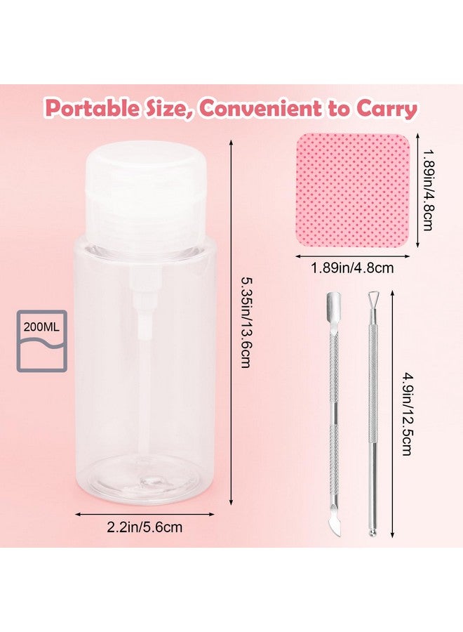 لوكسيف مجموعة من 3 مناديل لإزالة طلاء الأظافر خالية من الوبر، وسادات إزالة طلاء الأظافر للاستخدام مرة واحدة، أظافر غير منسوجة، مناديل لإزالة طلاء الأظافر مع زجاجة سعة 200 مل، قطعتان من أداة دفع البشرة (وردي) - Image 2