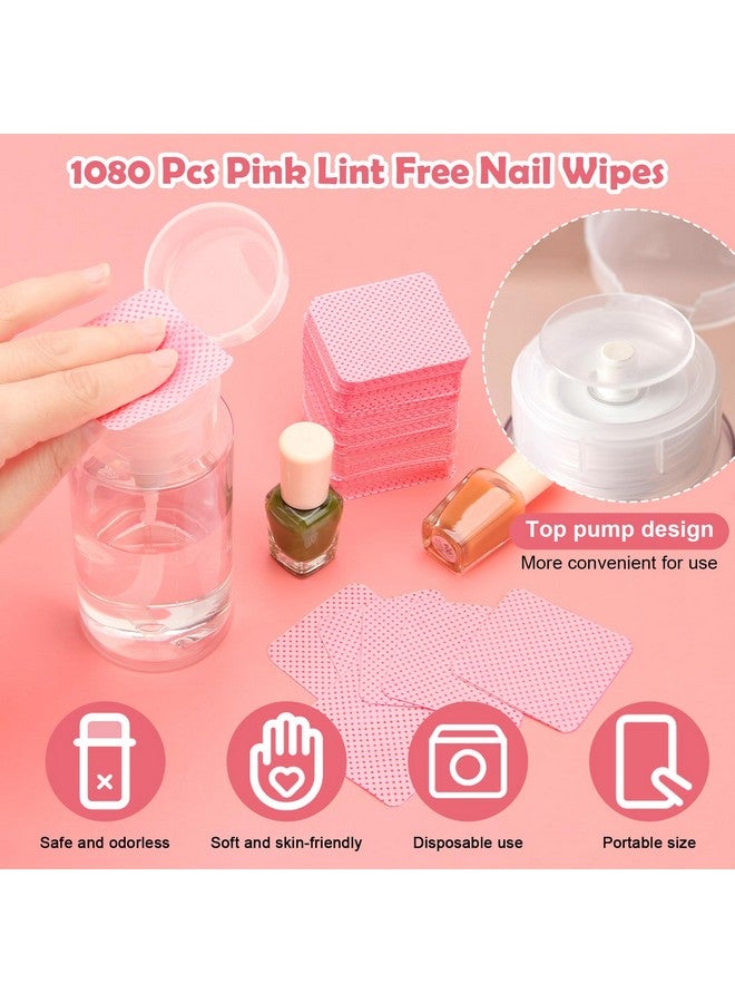 لوكسيف مجموعة من 3 مناديل لإزالة طلاء الأظافر خالية من الوبر، وسادات إزالة طلاء الأظافر للاستخدام مرة واحدة، أظافر غير منسوجة، مناديل لإزالة طلاء الأظافر مع زجاجة سعة 200 مل، قطعتان من أداة دفع البشرة (وردي) - Image 4