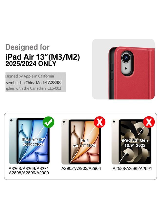 ANTBOX Case for iPad Air 13 Inch Case (M2) 2024 with Built-in Pencil Holder Supports Pencil Pro and Pencil (USB-C) Auto Sleep/Wake Function PU Leather Cover for iPad Air 13'' (Red) - Image 2