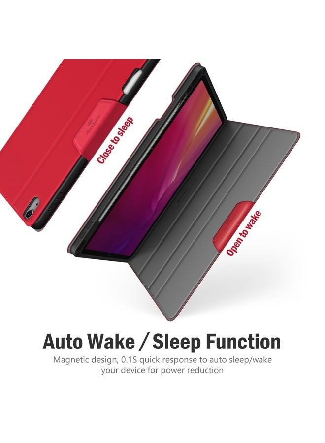 ANTBOX Case for iPad Air 13 Inch Case (M2) 2024 with Built-in Pencil Holder Supports Pencil Pro and Pencil (USB-C) Auto Sleep/Wake Function PU Leather Cover for iPad Air 13'' (Red) - Image 4