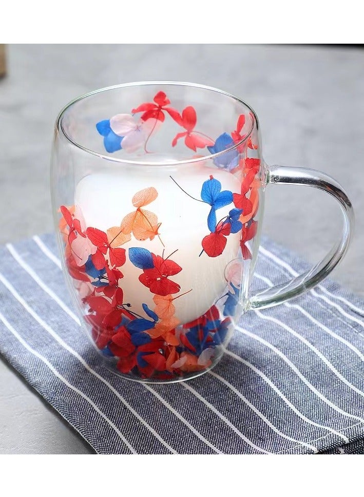 إيفرين كوب قهوة زجاجي مزدوج الطبقات، سعة 350 مل، كوب ماء شفاف للشاي والكابتشينو والإسبريسو واللاتيه، أكواب المشروبات الساخنة، هدية عيد ميلاد للنساء - Image 1