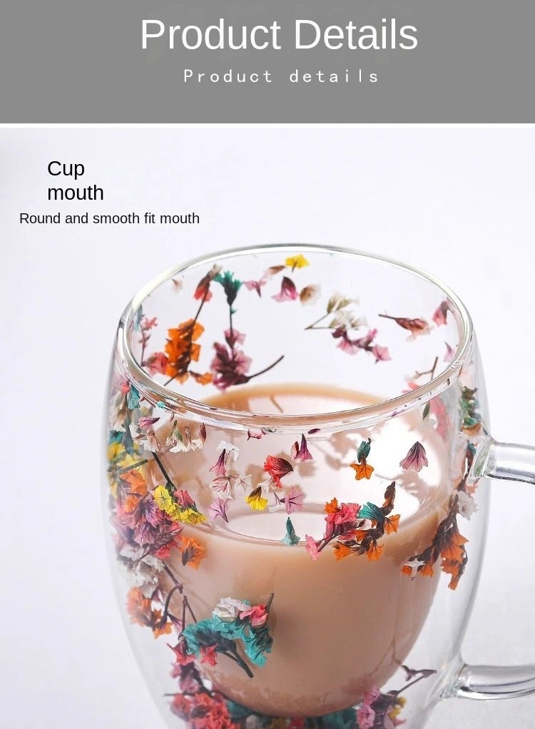 إيفرين كوب قهوة زجاجي مزدوج الطبقات، سعة 350 مل، كوب ماء شفاف للشاي والكابتشينو والإسبريسو واللاتيه، أكواب المشروبات الساخنة، هدية عيد ميلاد للنساء - Image 3