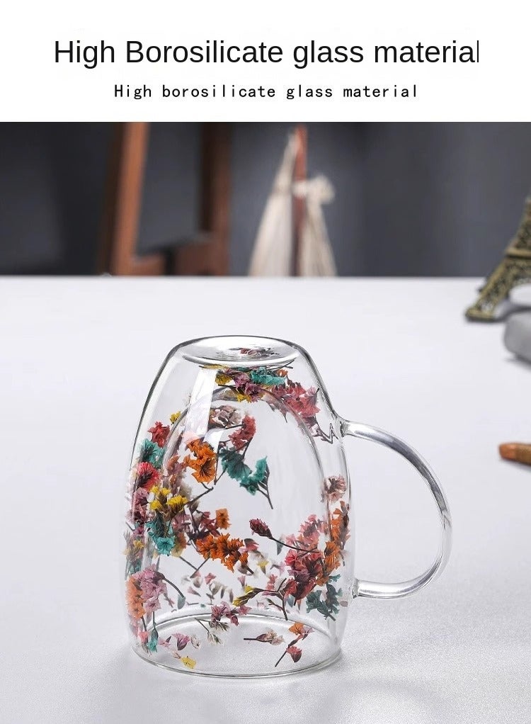 إيفرين كوب قهوة زجاجي مزدوج الطبقات، سعة 350 مل، كوب ماء شفاف للشاي والكابتشينو والإسبريسو واللاتيه، أكواب المشروبات الساخنة، هدية عيد ميلاد للنساء - Image 5