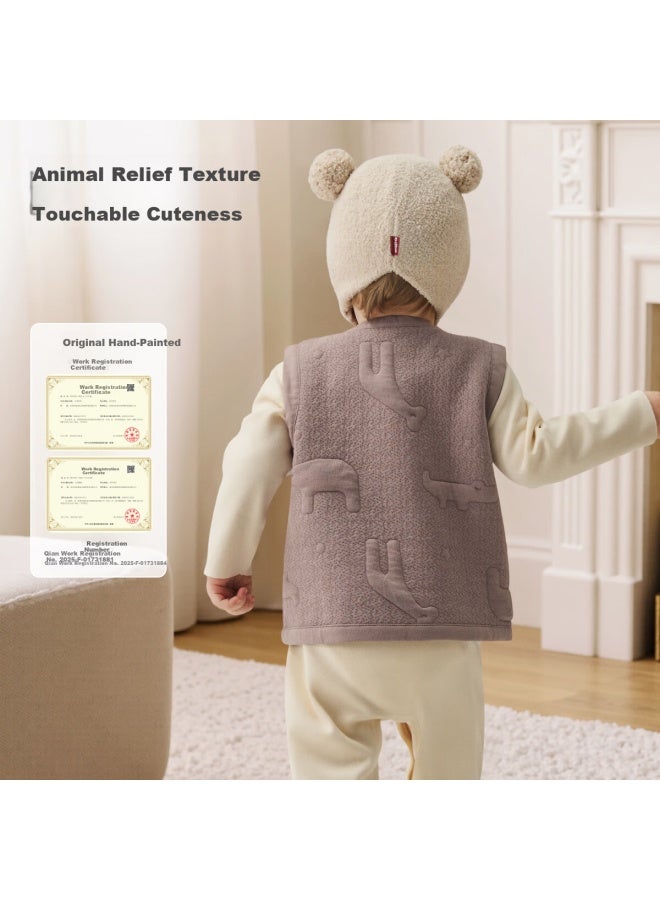Aqpa Baby Vest Autumn Winter Cotton-padded Warm Vest Giraffe Brown 80 - Image 2