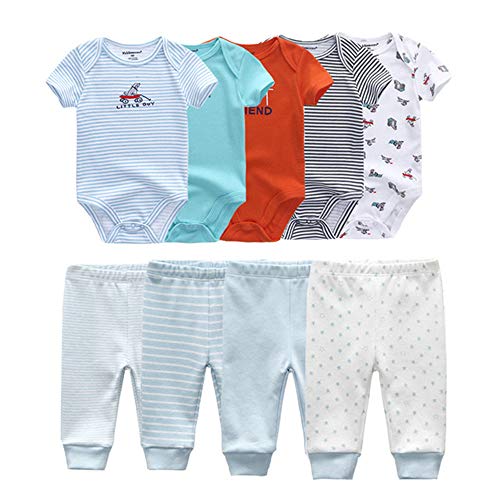 Kiddiezoom Baby Layette Set Baby Boys' 9-Piece Bodysuits Pants Set Toddler Girl Boy Unisex Baby Gift Sets - Image 1
