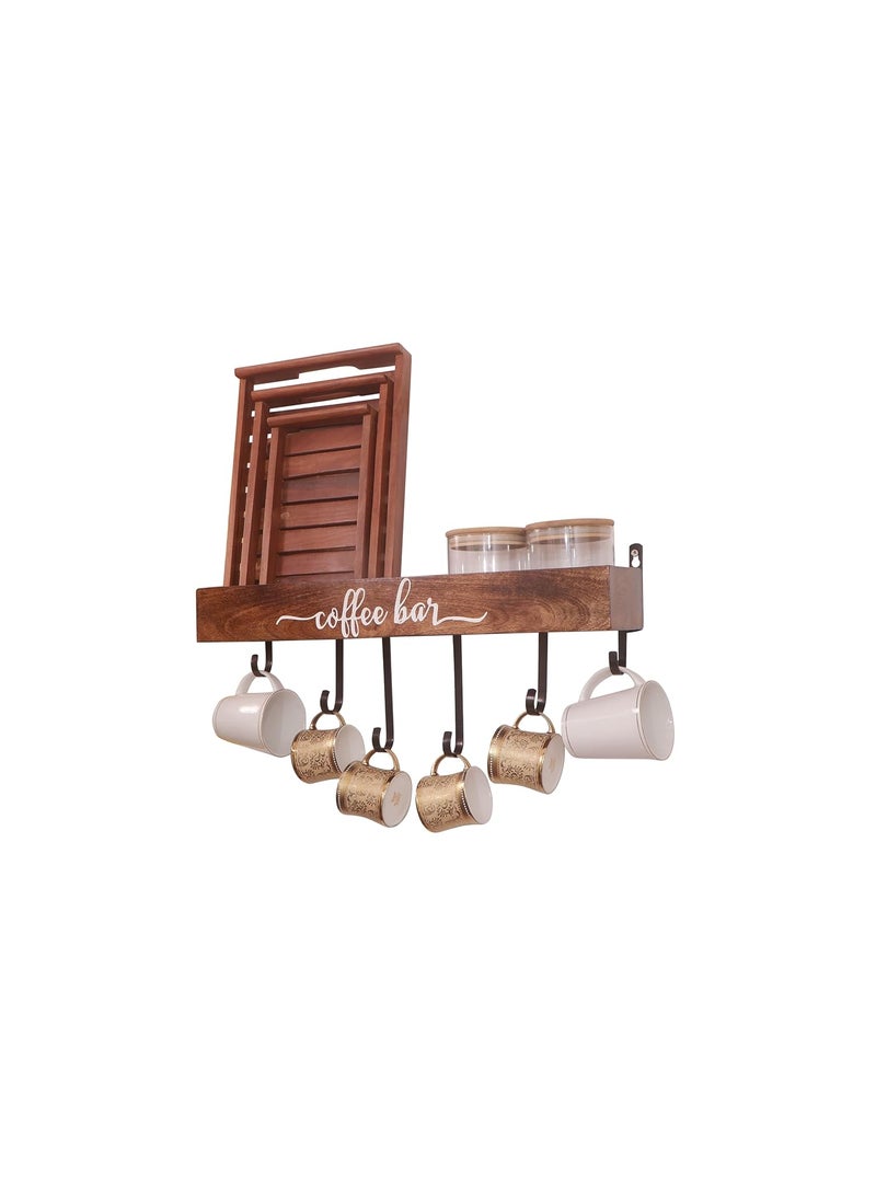 Edwood - EDWOOD coffee bar with 6 folding matle hook hook fix as you wish and space for tea sugar jar and tray - Image 1