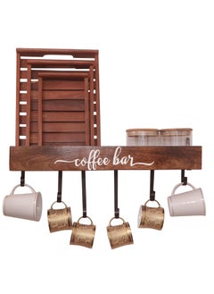 Edwood EDWOOD coffee bar with 6 folding matle hook hook fix as you wish and space for tea sugar jar and tray  - Image 1