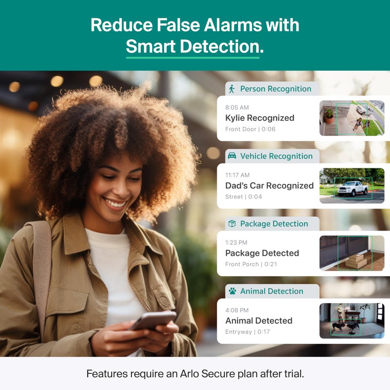 Arlo Essential Pan Tilt Security Camera 2K + 6 Months of Secure Plus Plan - Wired Plug-in Power Outdoor Camera, Person Recognition, Package Detection, Animated Preview, Auto Motion Tracking, 1 Cam - Image 2