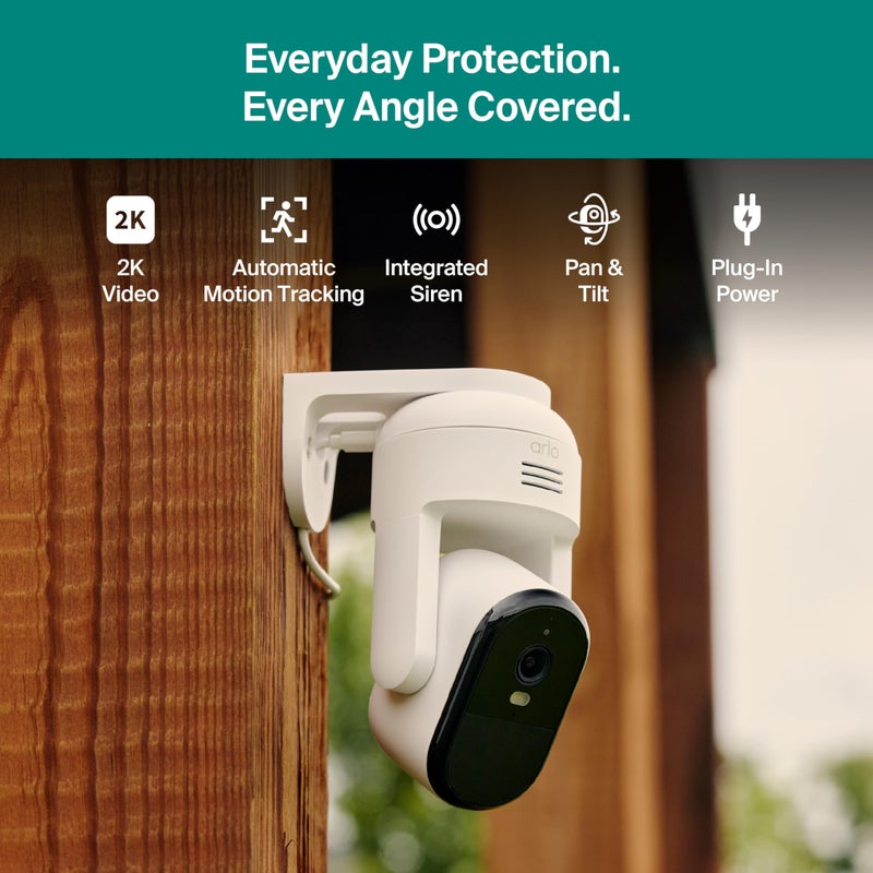 Arlo Essential Pan Tilt Security Camera 2K + 6 Months of Secure Plus Plan - Wired Plug-in Power Outdoor Camera, Person Recognition, Package Detection, Animated Preview, Auto Motion Tracking, 1 Cam - Image 5
