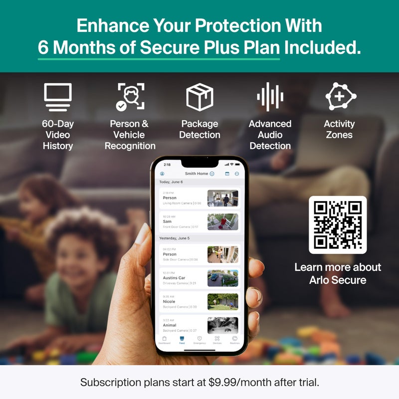 Arlo Essential Pan Tilt Security Camera 2K + 6 Months of Secure Plus Plan - Wired Plug-in Power Outdoor Camera, Person Recognition, Package Detection, Animated Preview, Auto Motion Tracking, 1 Cam - Image 4