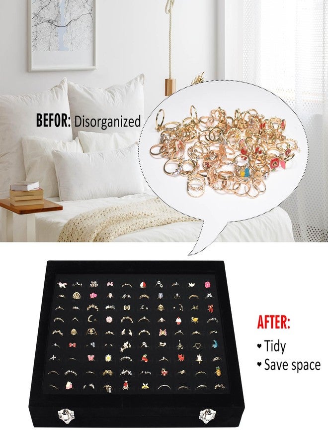 Vicoter Rings Organizer Tray 100 Slot Velvet Ring Earring Storage Box TranSparent Cover Jewelry Store Ring Display Box Jewelry Display Cabinet for Girl Wife Mother - Image 5