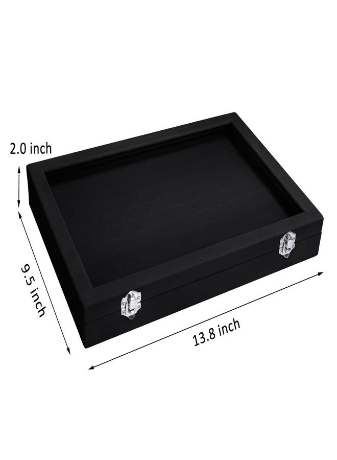 Vicoter Rings Organizer Tray 100 Slot Velvet Ring Earring Storage Box TranSparent Cover Jewelry Store Ring Display Box Jewelry Display Cabinet for Girl Wife Mother - Image 2