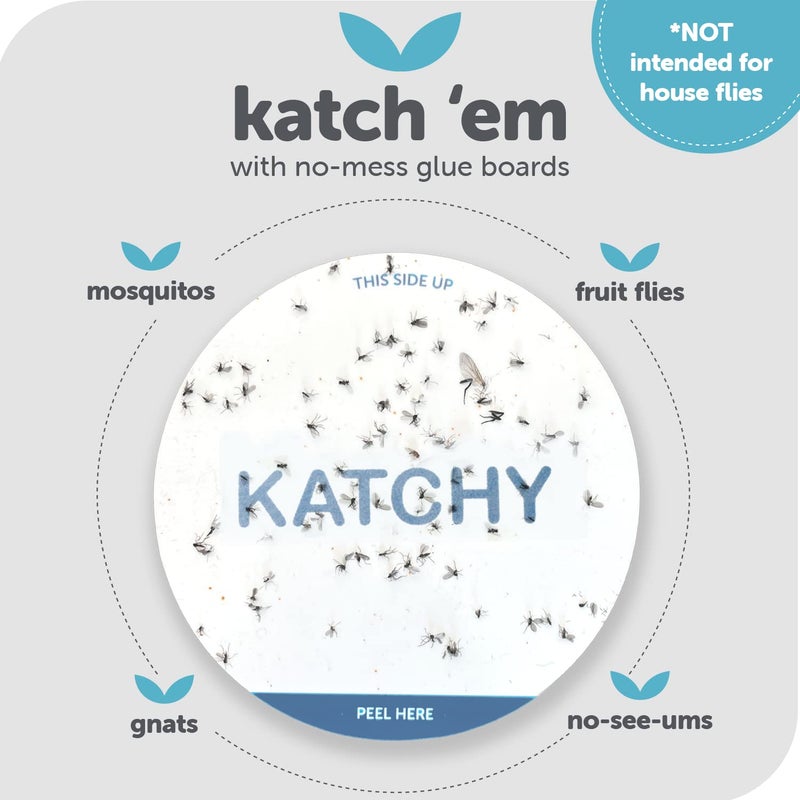 KATCHY كاشي الأصلية وقطع الغراء منتصف الليل (4 عبوات) - جهاز صيد وقتل للبعوض، والذباب، والعث، وذباب الفاكهة - فخ داخلي للحشرات الطائرة - قطع غراء غير مزعجة لمنزل خالٍ من الضجيج - Image 3