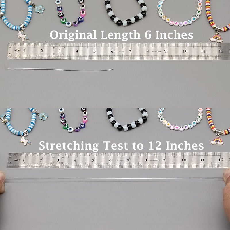 LUSTEMBER Elastic String for Bracelets, 1 mm x 110 Yards Sturdy Stretchy Elastic Cord for Jewelry Making, Necklaces, Beading - White - Image 4
