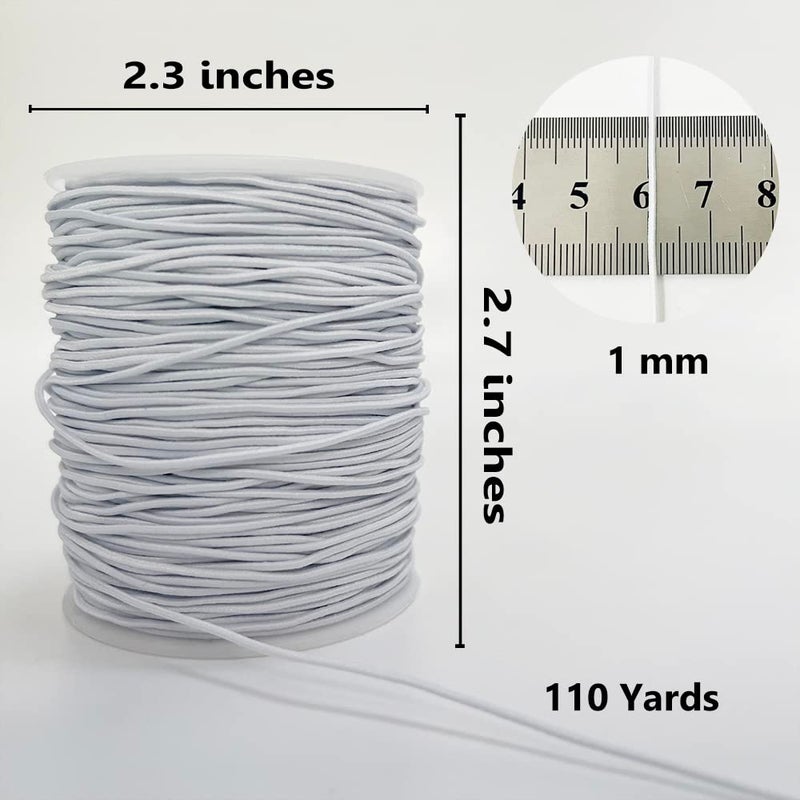 LUSTEMBER Elastic String for Bracelets, 1 mm x 110 Yards Sturdy Stretchy Elastic Cord for Jewelry Making, Necklaces, Beading - White - Image 2